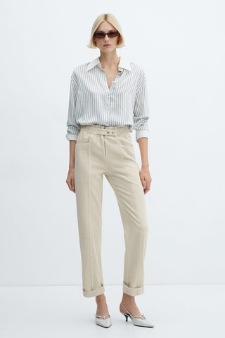 Jean slouchy taille élastique - Beige