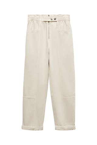 Jean slouchy taille élastique - Beige