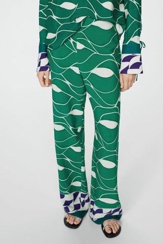 Pantalon droit imprimé - Vert et blanc