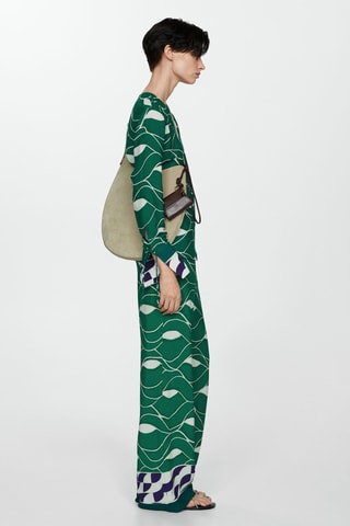 Pantalon droit imprimé - Vert et blanc