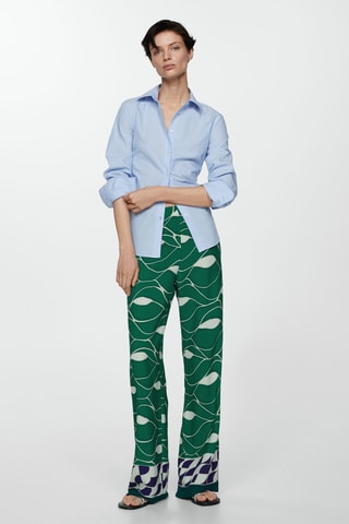 Pantalon droit imprimé - Vert et blanc