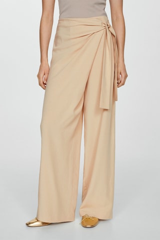Pantalon Lyocell détail nœud - Beige