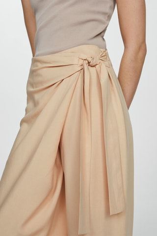 Pantalon Lyocell détail nœud - Beige
