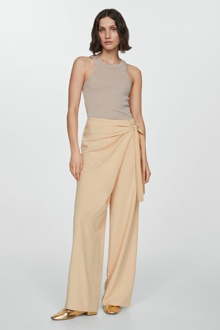 Pantalon Lyocell détail nœud - Beige
