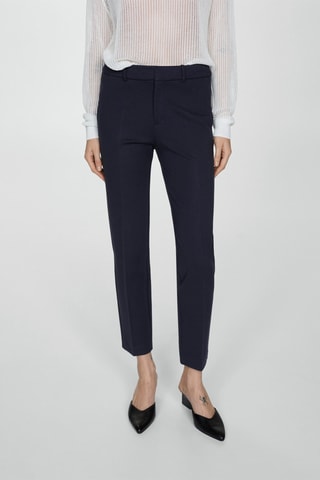 Pantalon droit maille point de Rome - Bleu