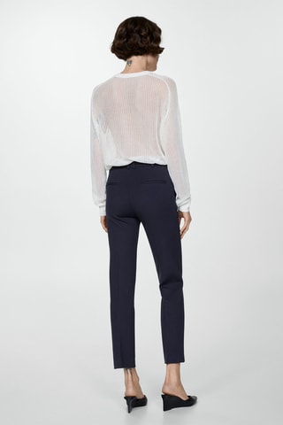 Pantalon droit maille point de Rome - Bleu