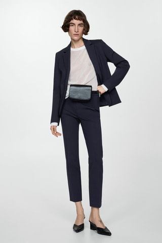 Pantalon droit maille point de Rome - Bleu