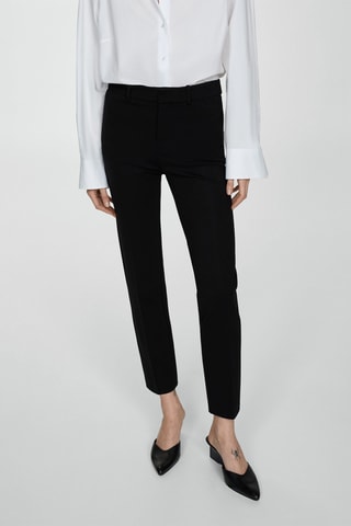 Pantalon droit maille point de Rome - Noir