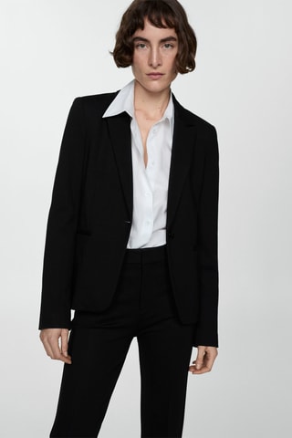 Pantalon droit maille point de Rome - Noir