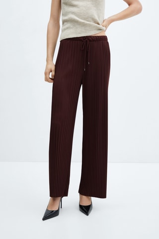 Pantalon droit plissé - Lie-de-vin