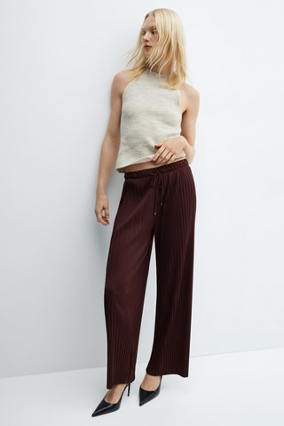 Pantalon droit plissé - Lie-de-vin