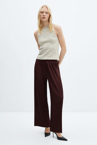 Pantalon droit plissé - Lie-de-vin