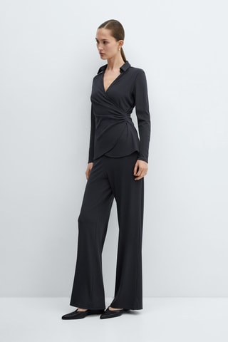 Pantalon wideleg taille élastique - Noir