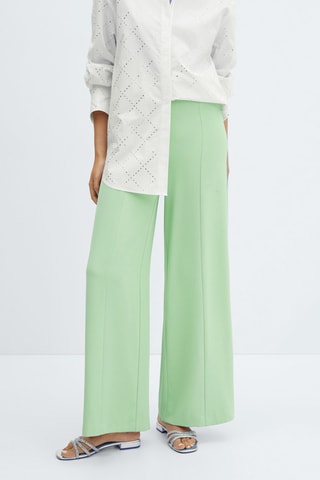 Pantalon pinces wideleg - Vert