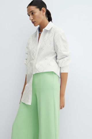 Pantalon pinces wideleg - Vert