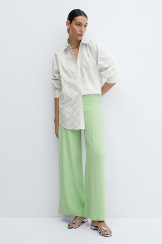 Pantalon pinces wideleg - Vert