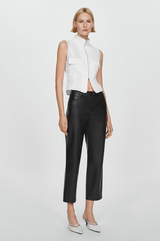 Pantalon droit similicuir - Noir