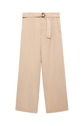 Pantalon fluide wideleg ceinture - Beige
