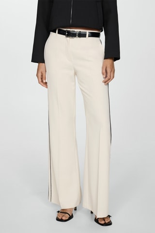 Pantalon rayures wideleg - Beige