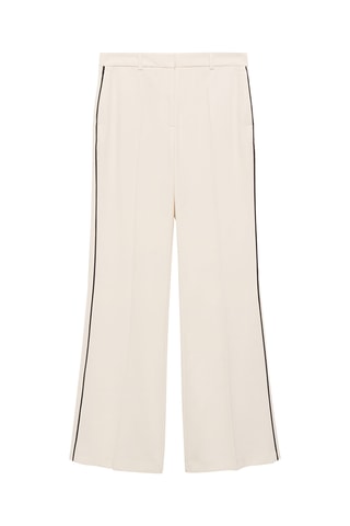 Pantalon rayures wideleg - Beige