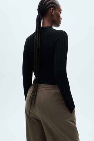 Pantalon droit taille élastique - Marron