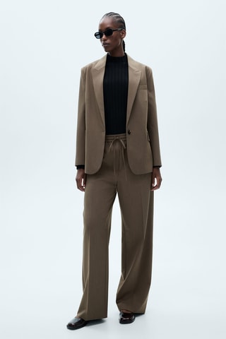 Pantalon droit taille élastique - Marron