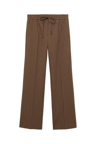Pantalon droit taille élastique - Marron