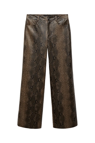 Pantalon droit similicuir serpent - Beige