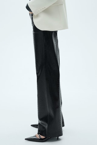 Pantalon droit similicuir serpent - Noir