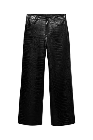 Pantalon droit similicuir serpent - Noir