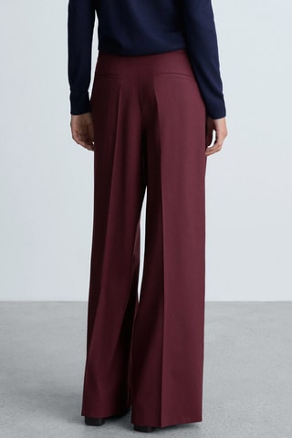 Pantalon laine pinces wideleg - Bordeaux
