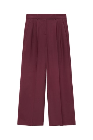 Pantalon laine pinces wideleg - Bordeaux