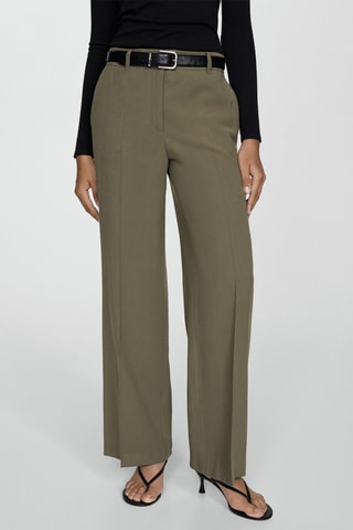 Pantalon pinces wideleg - Kaki