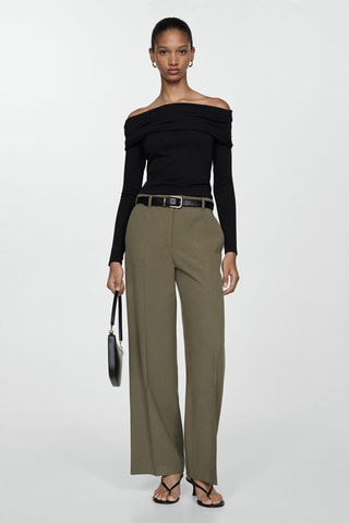 Pantalon pinces wideleg - Kaki