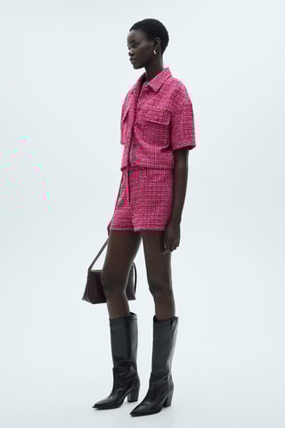 Short tweed taille normale - Fuchsia