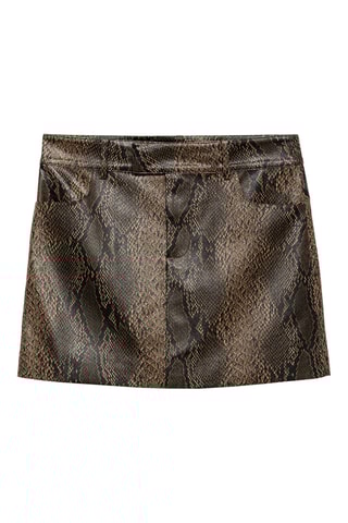 Mini-jupe effet peau animale imprimée - Marron et noir
