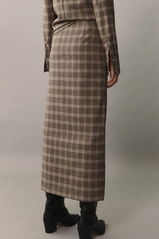 Jupe fendue carreaux - Beige