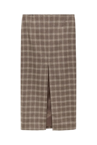 Jupe fendue carreaux - Beige