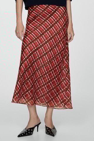 Jupe longue carreaux - Rouge et marron