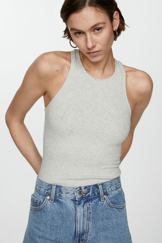 Short jean taille haute - Bleu