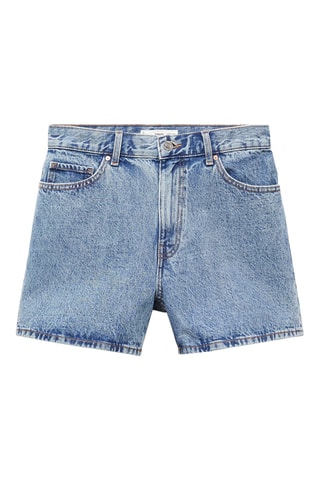 Short jean taille haute - Bleu