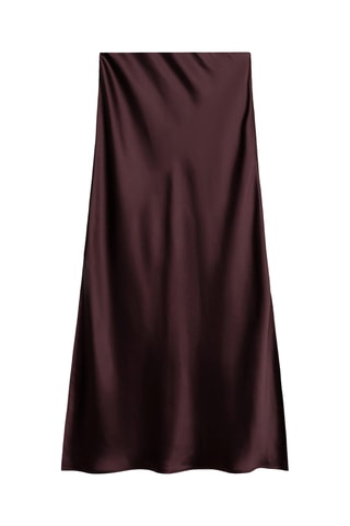 Jupe longue satinée - Lie-de-vin