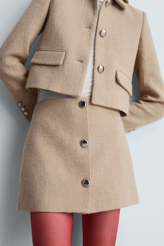 Minijupe détail boutons - Beige
