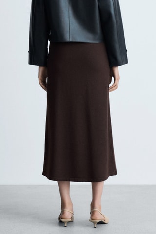 Jupe midi maille - Marron