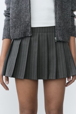 Jupe short plissée rayures tennis - Gris