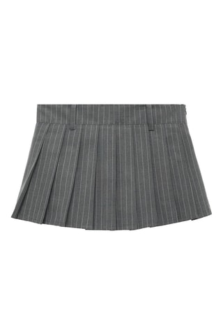 Jupe short plissée rayures tennis - Gris