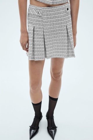Minijupe tweed boutons - Bleu clair