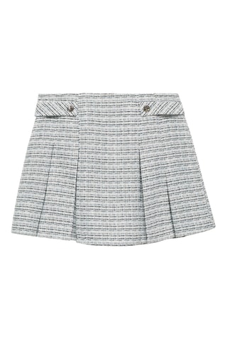 Minijupe tweed boutons - Bleu clair