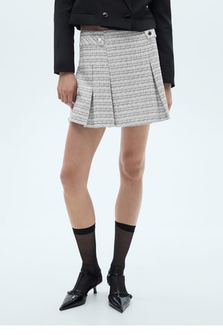 Minijupe tweed boutons - Bleu clair