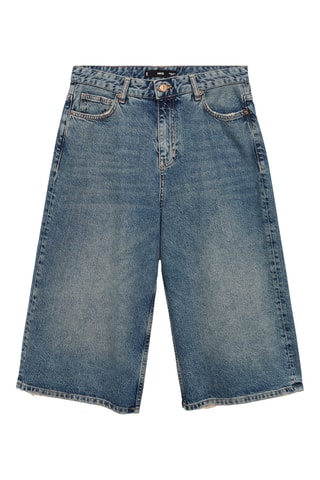 Bermuda en jean wideleg - Bleu